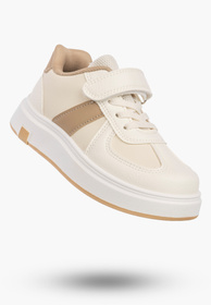 Sneakersy Dziecięce Ekoskóra Buty Na Rzepy Sportowe Klasyczne Beżowe Cllibee