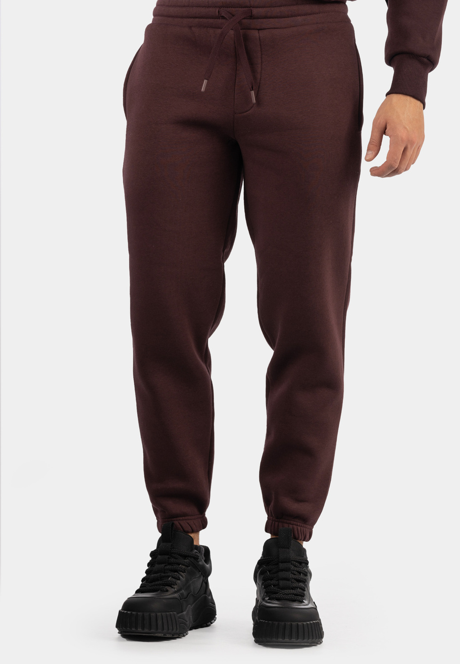 Komplet Dresowy Męski Ocieplany Bluza z kapturem Dresy Basic Bordowy