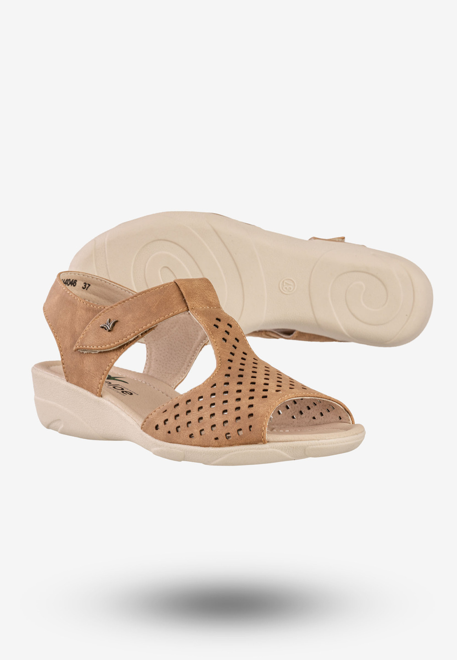 Sandały Damskie Ekoskóra Buty Na Wiosnę Lato Aloeloe Camel AA244046