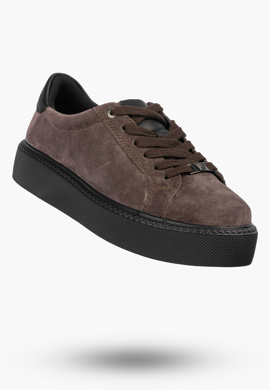 Półbuty Damskie Skórzane Buty Na Platformie Sneakersy Brązowe Filippo