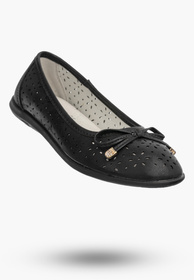 Baleriny Dziewczęce Buty Eleganckie Lekkie Skórzana Wkładka Czarne APAWWA T1235P