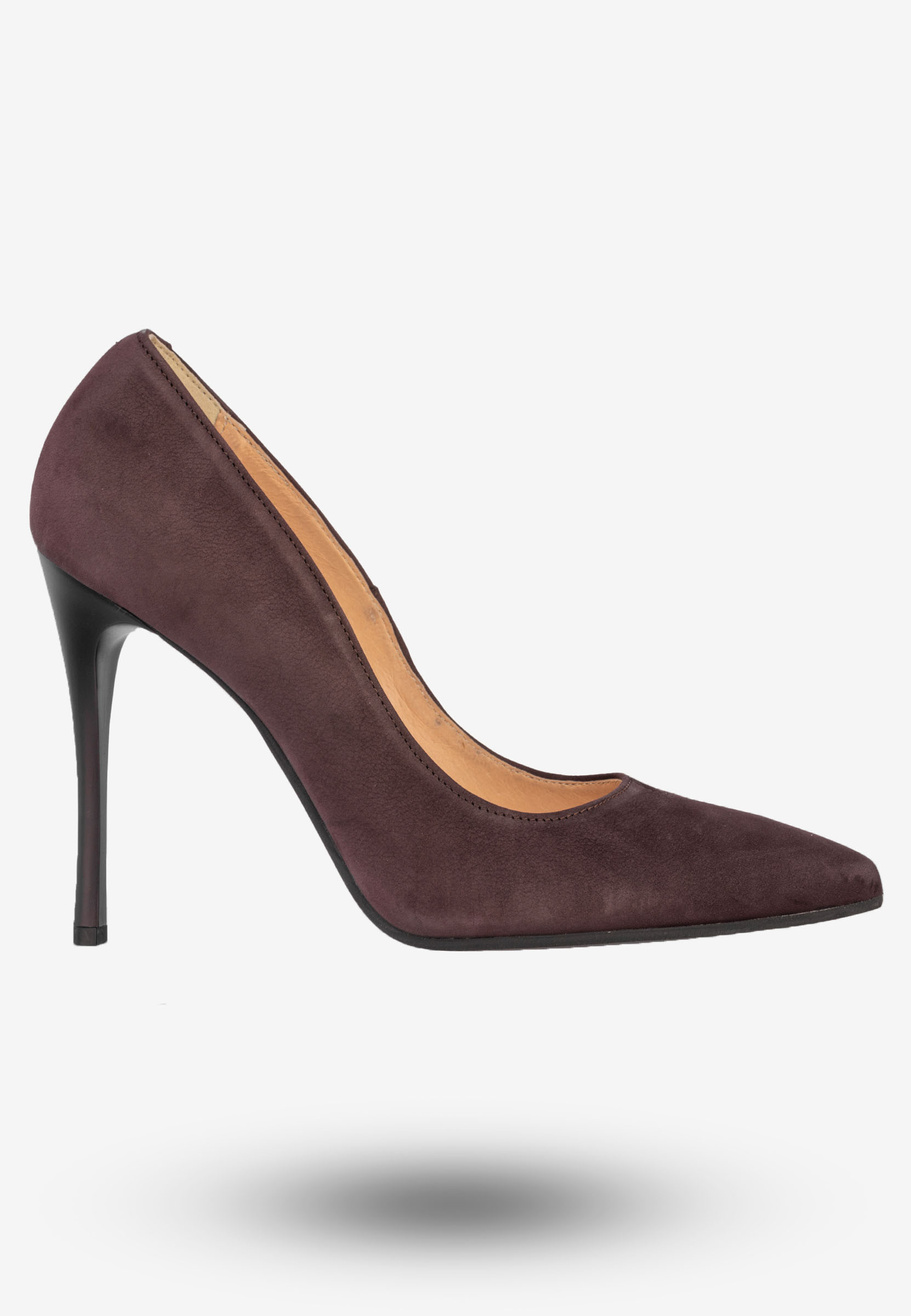 Szpilki Damskie Skórzane Buty Na Obcasie Klasyczne Darex Bordowe C599C/6