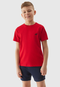 Koszulka Chłopięca 4F T-shirt basic czerwona 4FJWSS24TTSHM1116
