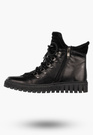Botki Damskie Skórzane Buty Na Zimę Płaski Obcas Czarne Dolce Pietro 255-001-03-5