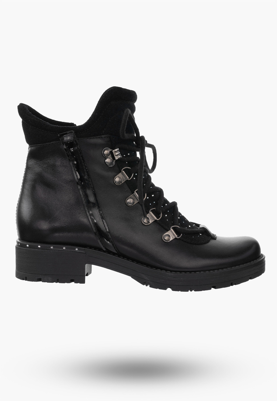 Buty Damskie Skórzane Botki Czarne Ocieplane Na Zimę 2081-001-03-5
