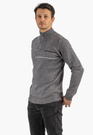 Sweter Męski Półgolf Klasyczny Wygodny Elegancki z Zamkiem Jasny Szary MUST