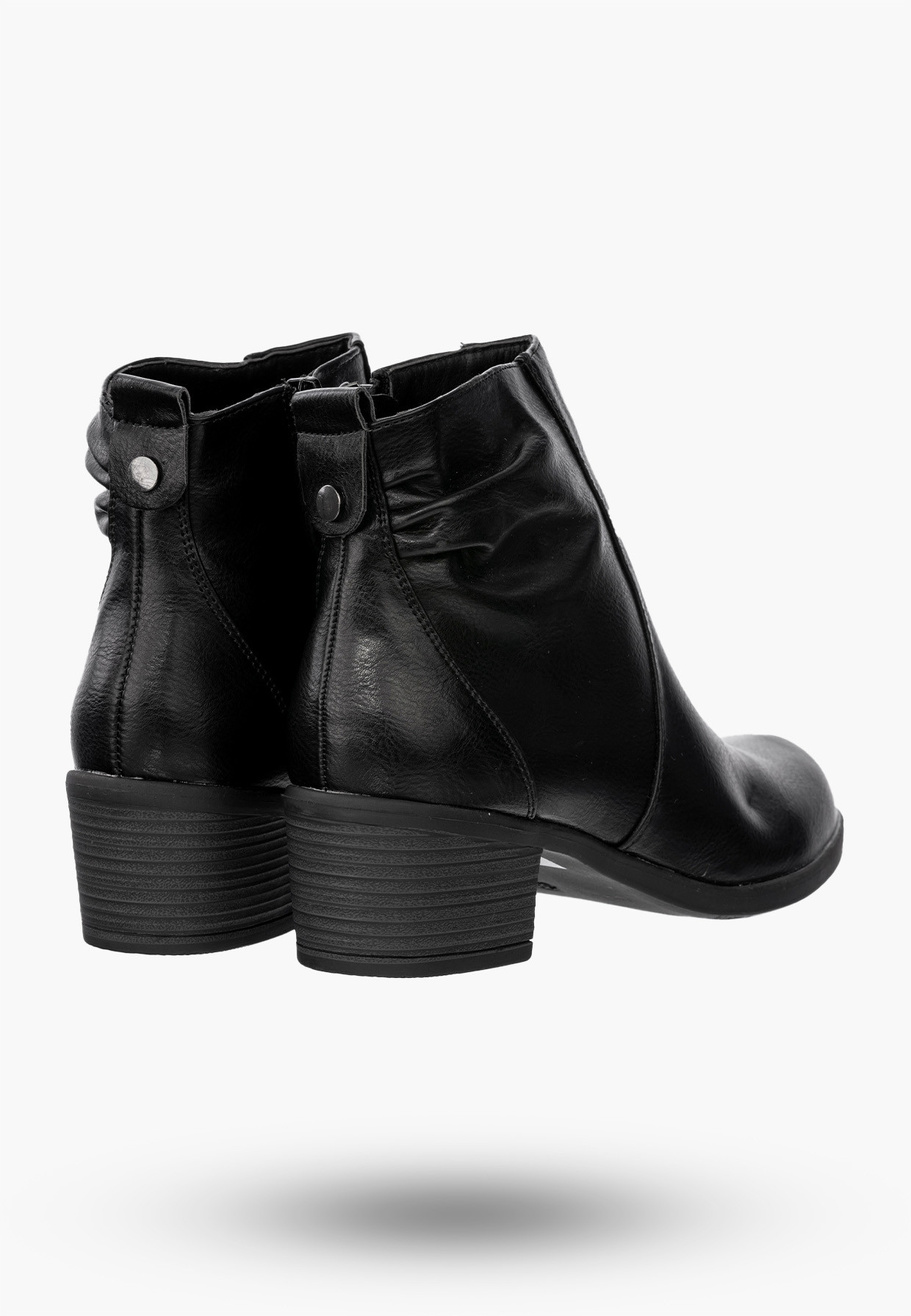 Buty Damskie Botki Ekoskóra Ocieplane Na Klocku Eleganckie Na Zimę Czarne RMR1919-1