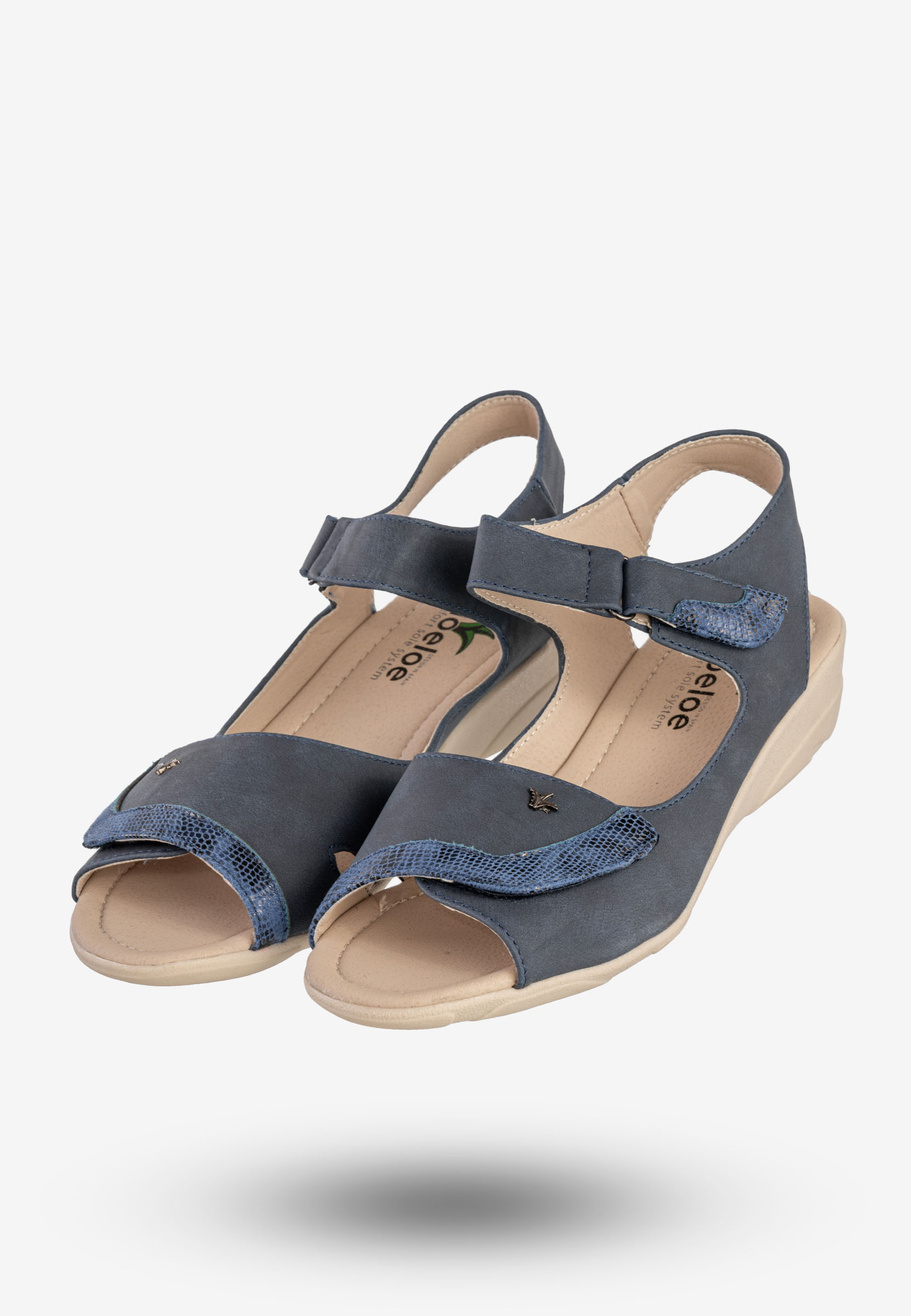Sandały Damskie Ekoskóra Buty Na Rzepy Wygodne Granatowe Aloeloe AA244039