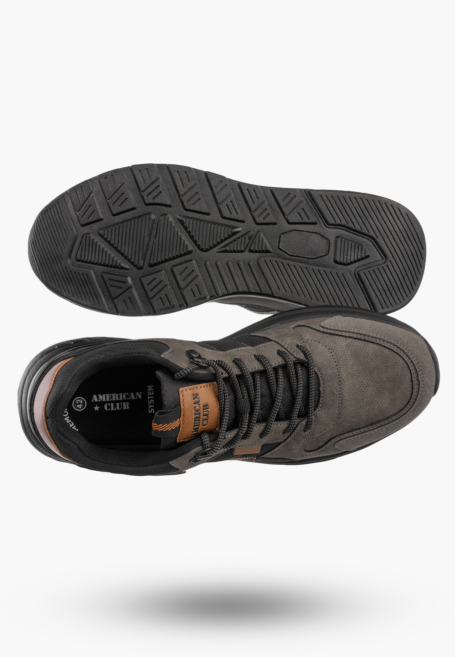 Sneakersy Męskie Ekoskóra Buty Sportowe Lekkie Wygodne Półbuty Szare AMERICAN CLUB AA49