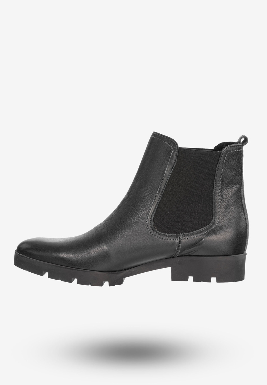 Buty Damskie Botki Ze Skóry Naturalnej Na Płaskim Obcasie Na Zimę Granatowe B-117/3