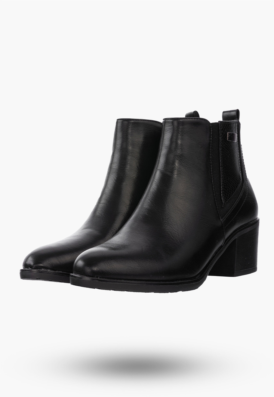 Botki Damskie Buty ze Skóry Ekologicznej Ocieplane Czarne Eleganckie Na Zimę ASA128-2