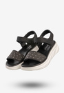 Sandały Damskie Na Platformie Na Rzepy Buty Czarne Potocki 24-03303BK