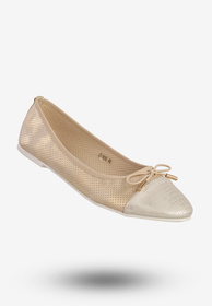 Baleriny Damskie Ekoskóra Buty Wsuwane Złote Goodin GD-1010