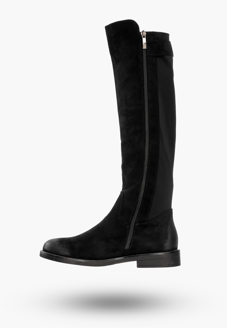 Buty Damskie Kozaki Na Płaskim Obcasie Na Zimę Czarne POTOCKI 23-12252BK