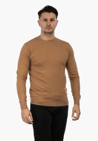 Sweter Męski Elegancki Klasyczny Basic Camel S-C-1-2024