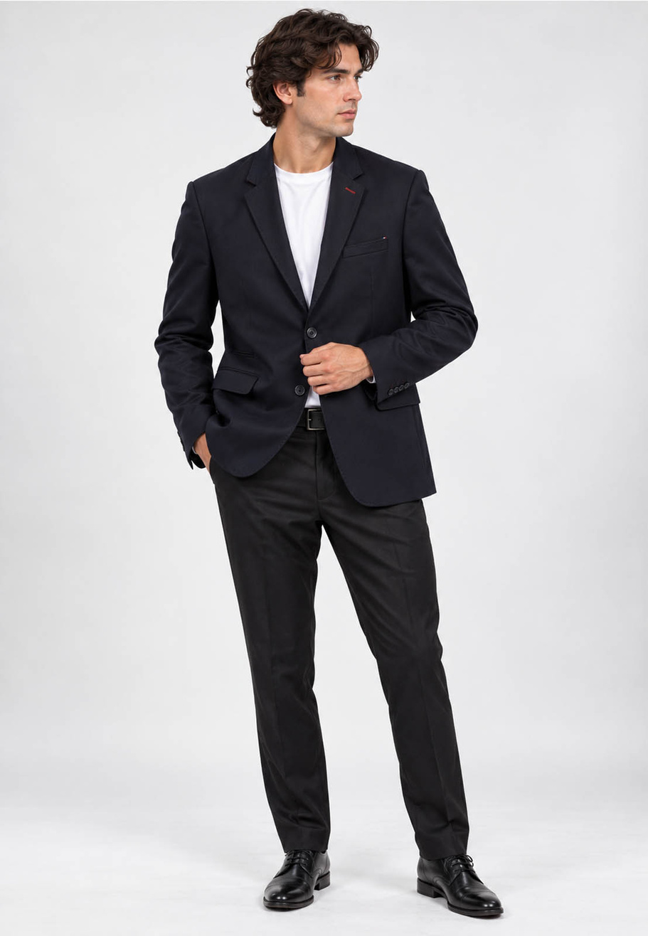 Marynarka Męska Elegancka Wizytowa Slim Fit Bawełniana Granatowa
