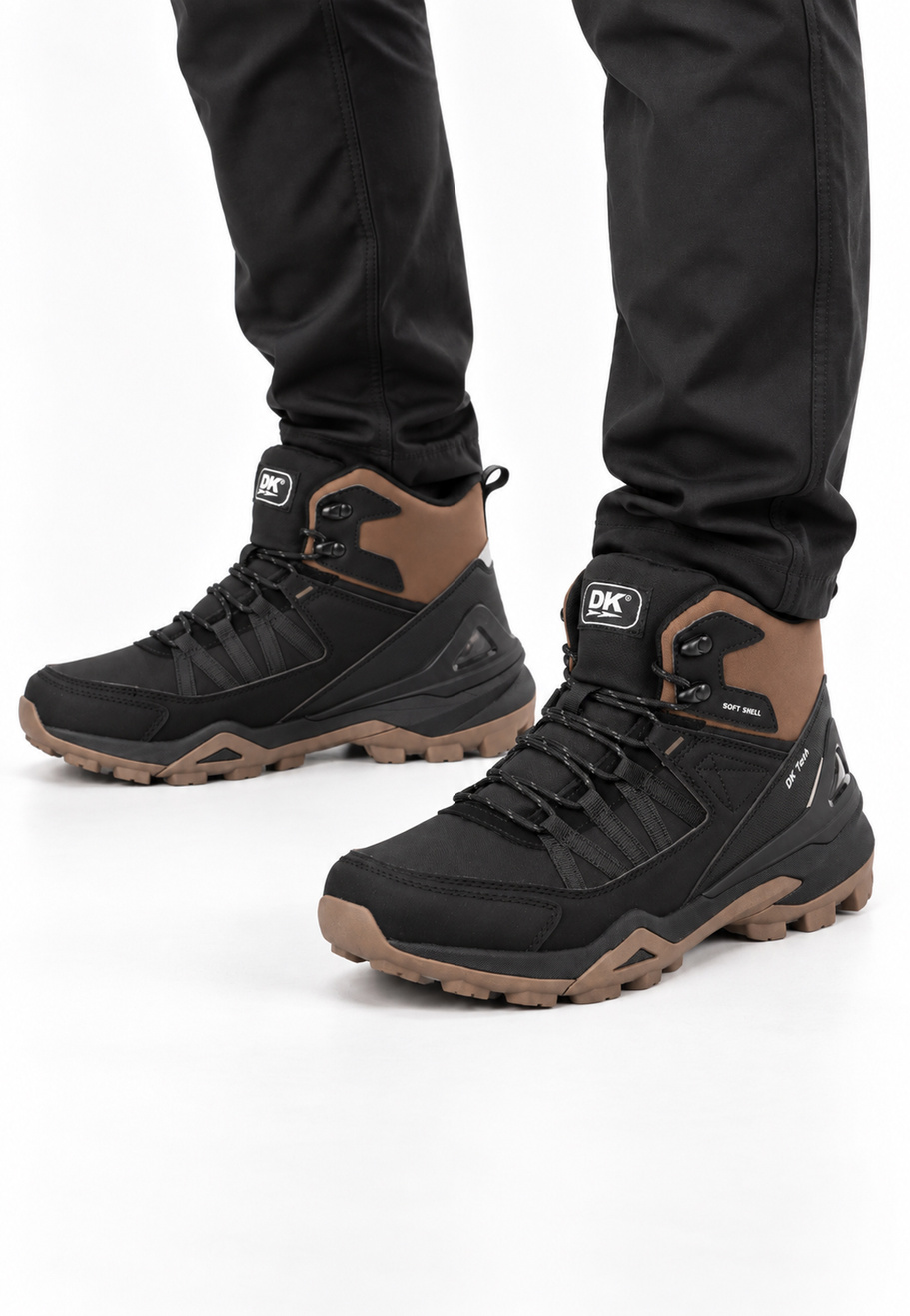 Buty Trekkingowe Męskie DK Softshell Sportowe Wysokie Czarne/Brązowe