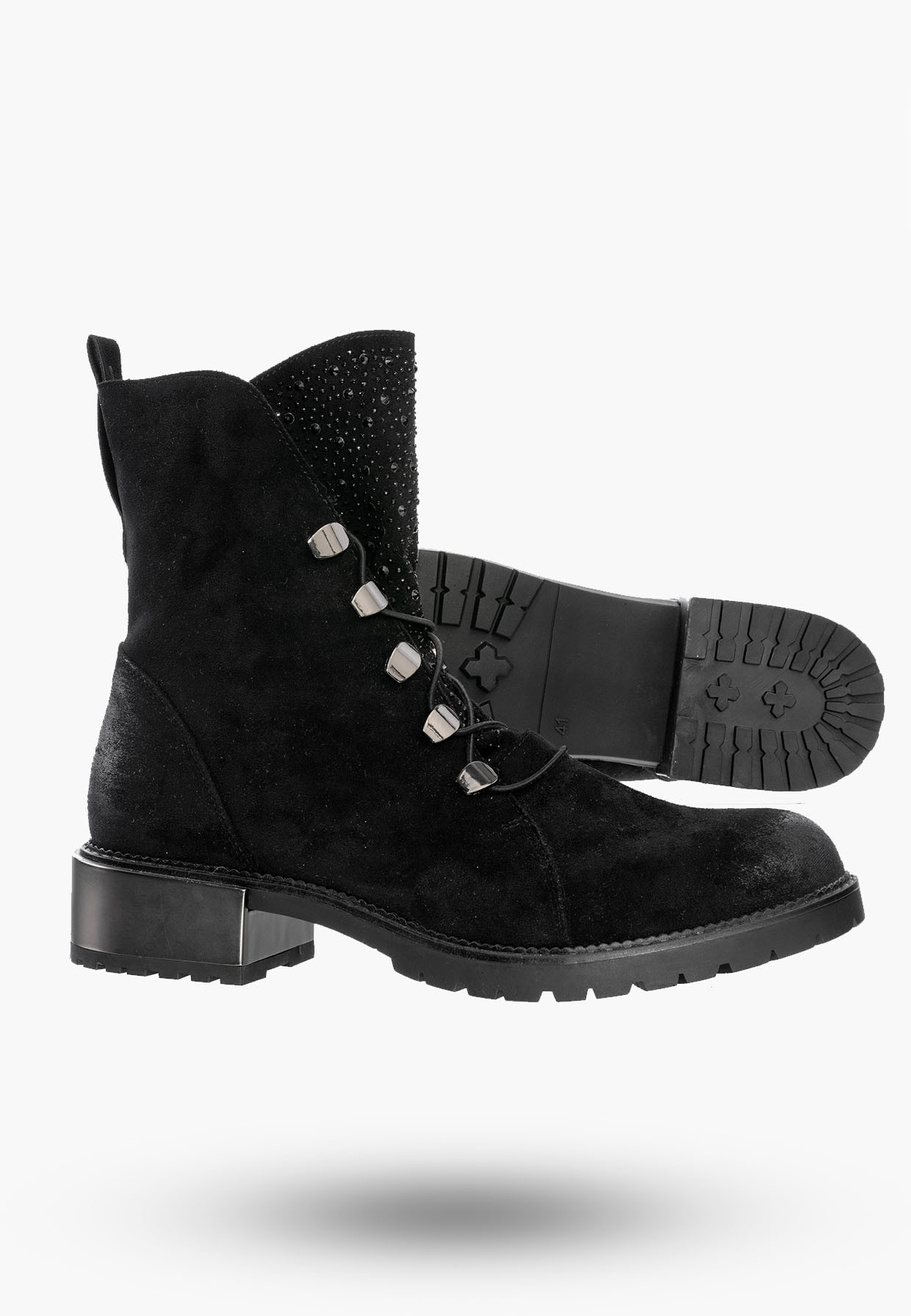 Buty Damskie Trapery Czarne z Ekoskóry Na Zimę GD-LJ-202