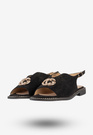Sandały Damskie Buty Eleganckie Płaski Obcas Skórzana Wkładka Czarne Potocki 25-43329BK