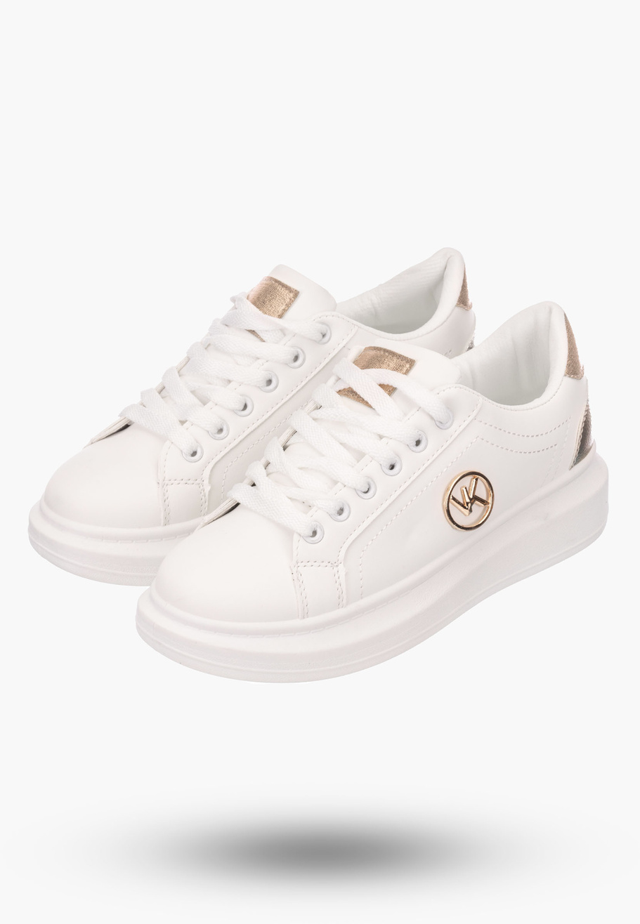 Półbuty Damskie Białe Sneakersy Lekkie na wysokiej podeszwie