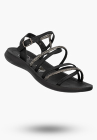 Sandały Damskie Buty Eleganckie Błyszczące Płaskie Letnie Czarne Filippo