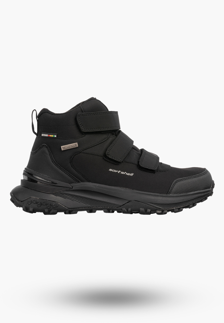 Buty Trekkingowe Młodzieżowe Męskie Sportowe Softshell Na Rzepy Wysokie Czarne AMERICAN CLUB
