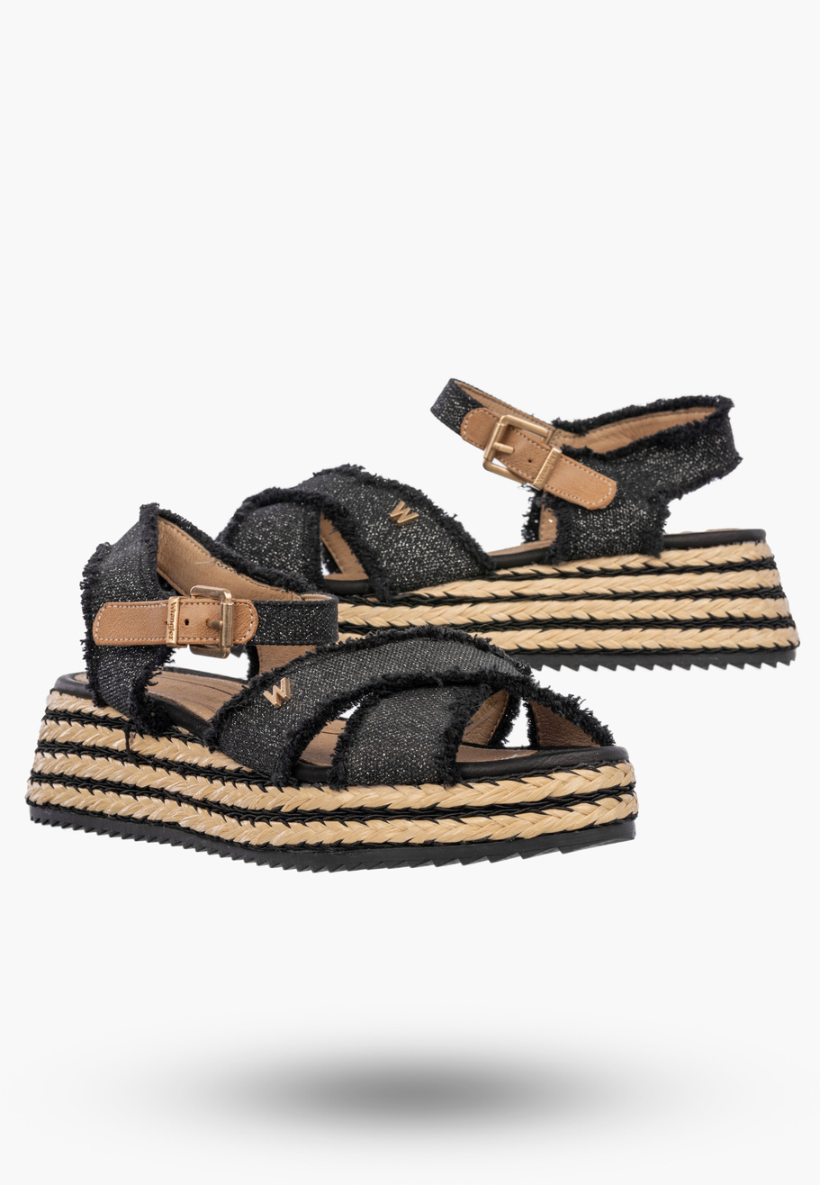 Sandały Damskie Wrangler Na Koturnie Buty Materiałowe Espadryle Granatowe KIM TEX