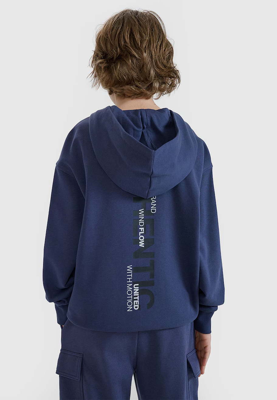 Bluza Chłopięca 4F Sportowa Oversize Bawełniana Z Kapturem Antracytowa 4FJWSS25TSWSM1511-22S