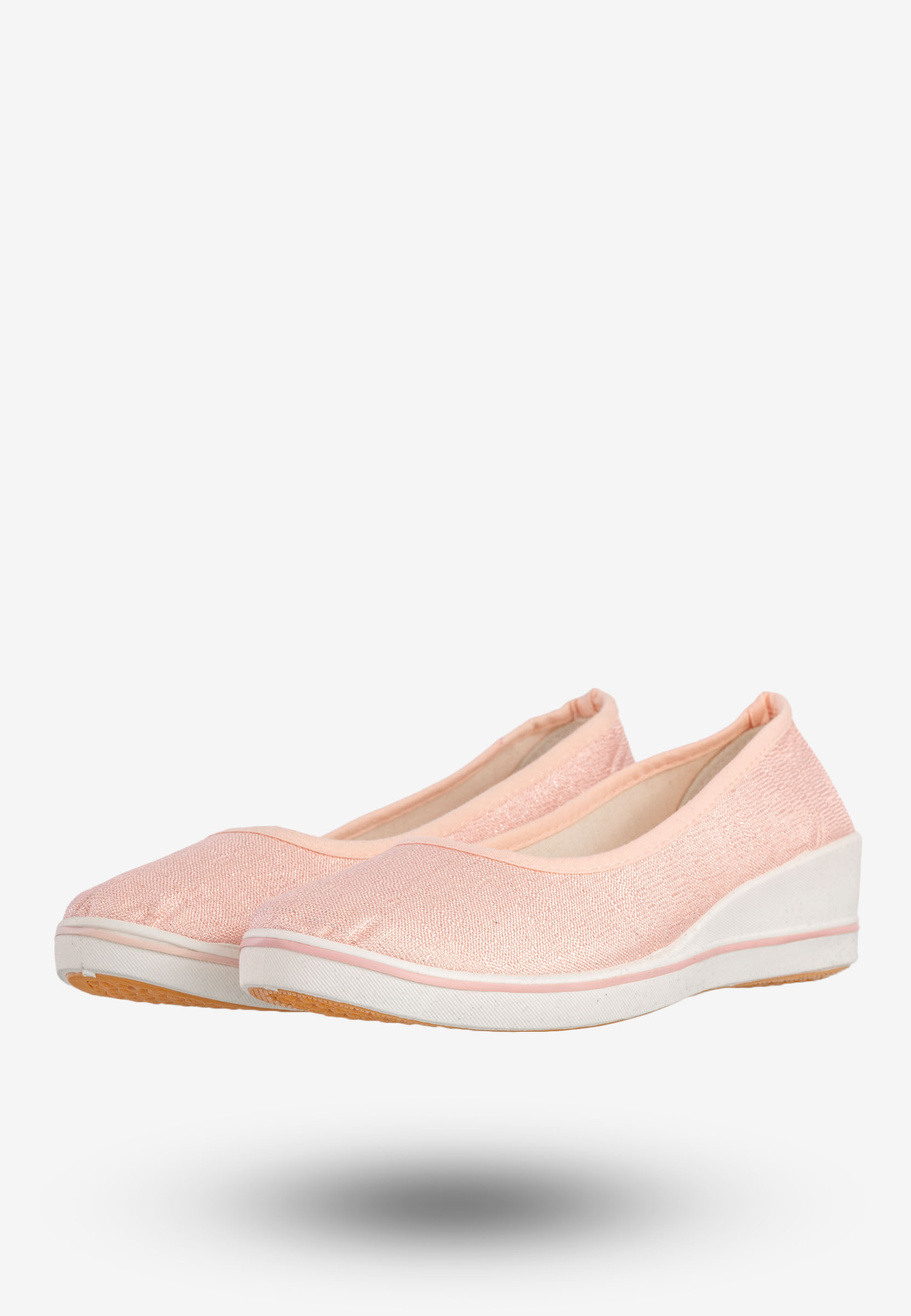 Baleriny Damskie Buty Błyszczące Półbuty Wsuwane Różowe Modern World 51