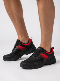 Buty Trekkingowe Męskie DK Softshell Sportowe Wodoodporne Czarno-Czerwone