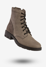 Trzewiki Damskie Skórzane Buty Zimowe Ocieplane Wasak Szary Nubuk 0454