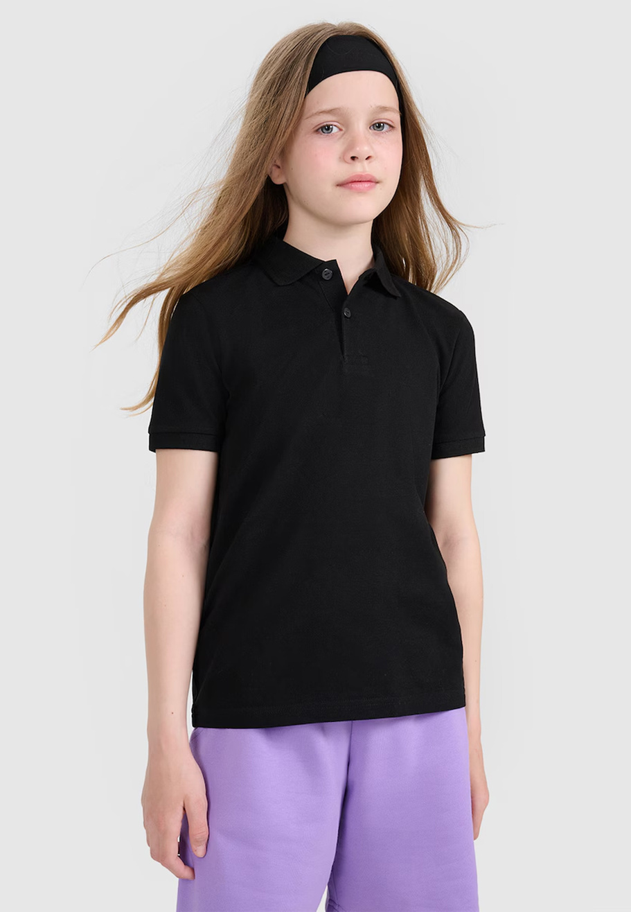 Koszulka Dziecięca 4F T-shirt Polo Z Kołnierzem Czarny 4FJWMM00TPTSU513