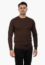 Sweter Męski Elegancki Klasyczny Basic Brązowy S-B-1-2024