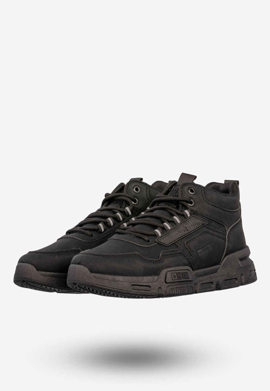Sneakersy Męskie BIG STAR Buty Sportowe Wysokie Jesień Zima Czarne SS174282