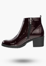 Buty Damskie Botki Bordowe Skórzane Z Ozdobną Aplikacją Na Zimę B-344