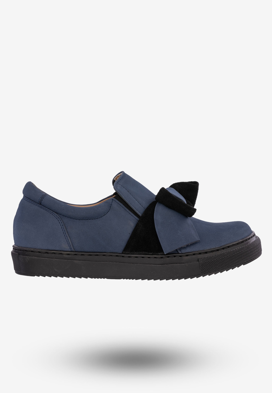Tenisówki Slip-on Damskie Buty Skórzane Granatowe Korda 1755