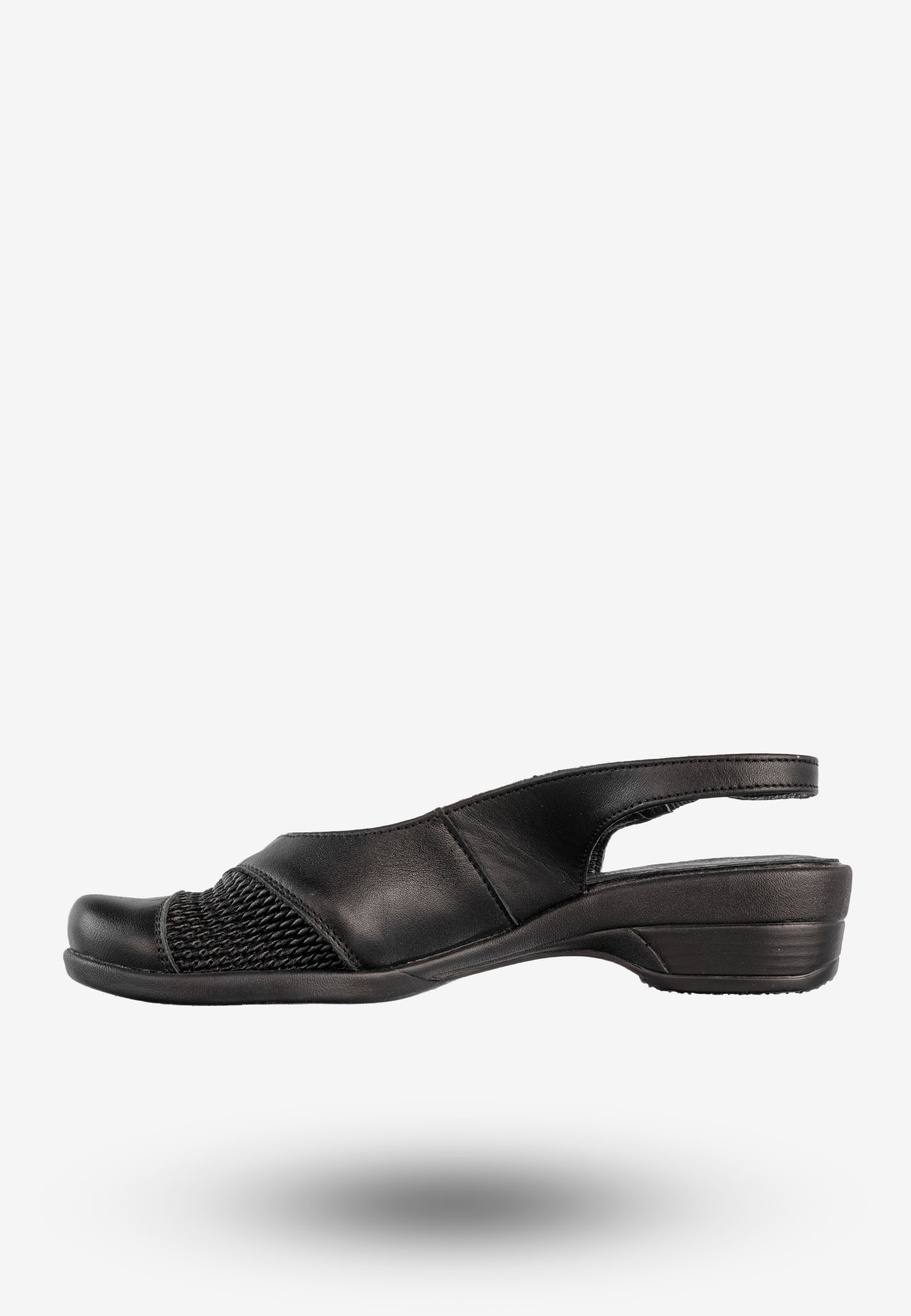 Sandały Damskie Skórzane Buty Czółenka Wygodne Czarne Demi 913