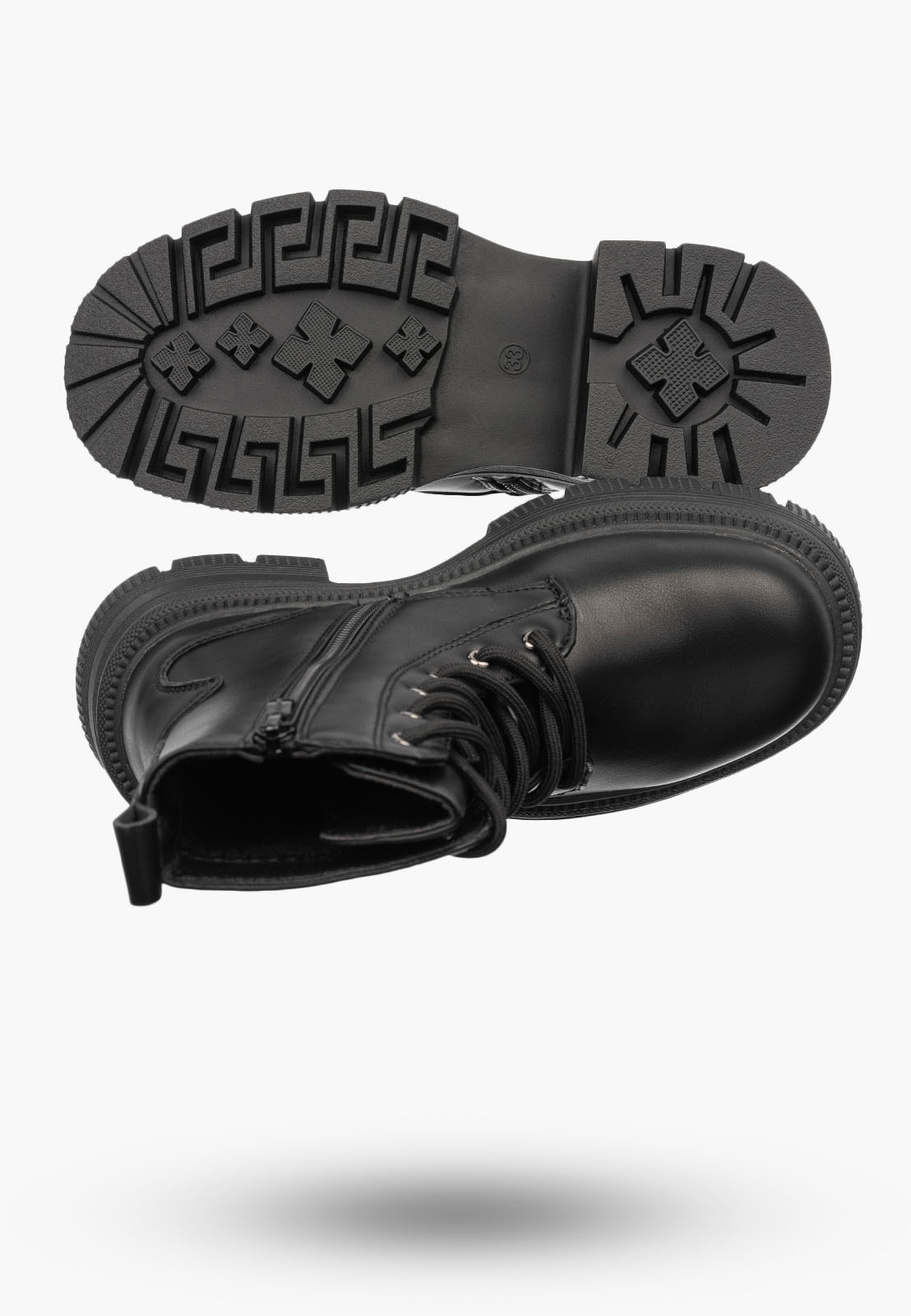 Botki Dziewczęce Ekoskóra Buty Ocieplane Casual Na Zimę APAWWA Czarne