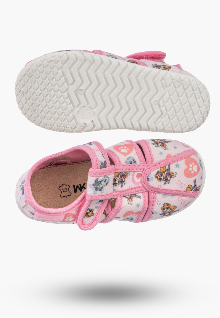 Kapcie Dziecięce Na Rzepy Barefoot Buty Lekkie Skórzana Wkładka Wojtyłko Różowe