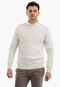 Sweter Męski Zimowy Wełniany Ciepły Elegancki Stylowy Kremowy
