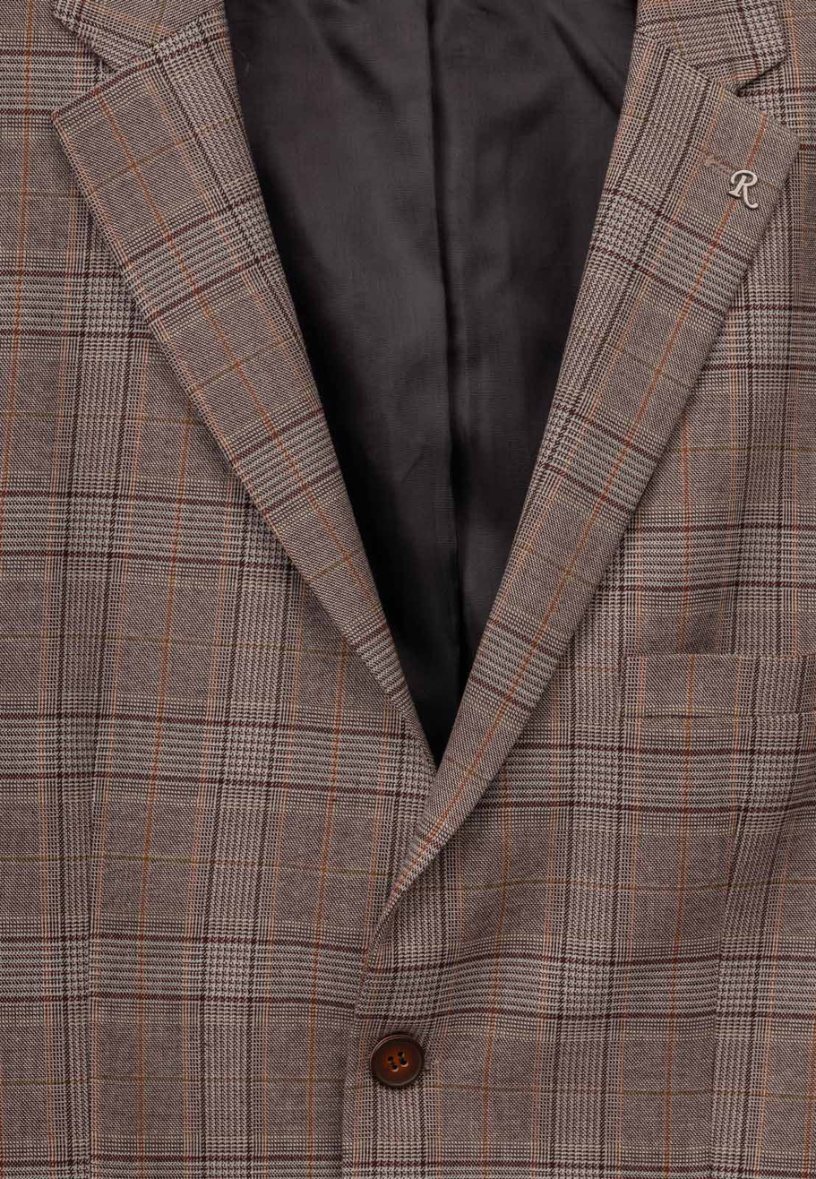 Marynarka Męska Elegancka Wizytowa W Kratę Jednorzędowa Bordowa