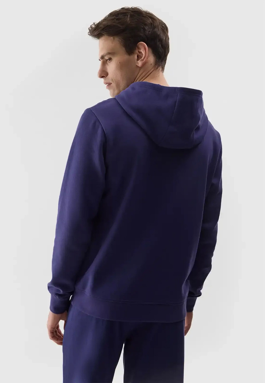 Bluza Męska 4F Z Kapturem Ocieplana Nierozpinana Sportowa Granatowa 4FWSS24TSWSM0950