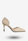 Szpilki Damskie Ekoskóra Błyszczące Buty Na Obcasie Złote Minglong Shoes 252-61J