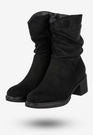 Botki Damskie Buty Zimowe Na Obcasie Ocieplane Czarne Potocki 25-51303BK