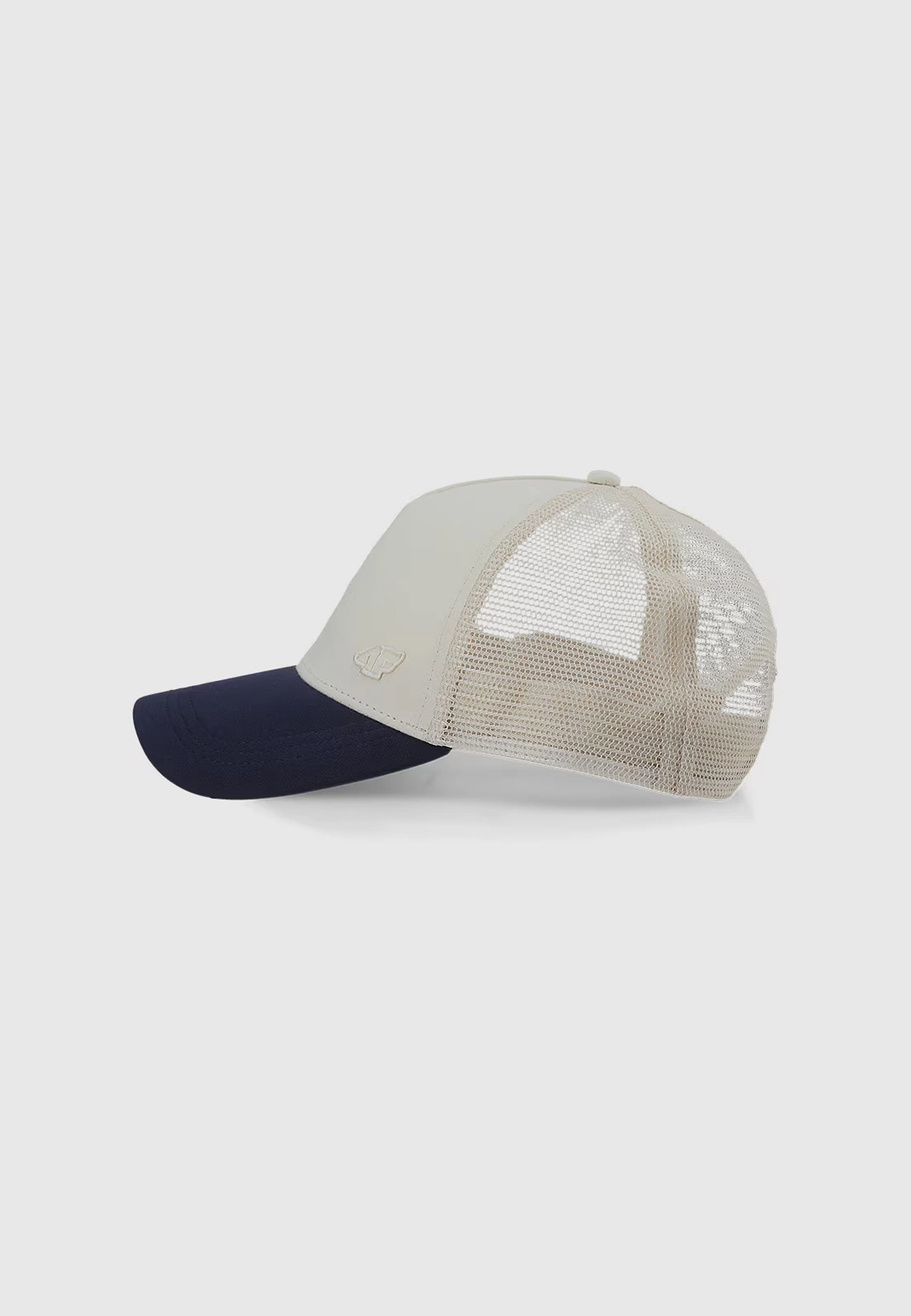 Czapka 4F Uniseks Bejsbolówka Z Daszkiem Trucker Kremowo-Granatowa 4FWSS25ACABU401