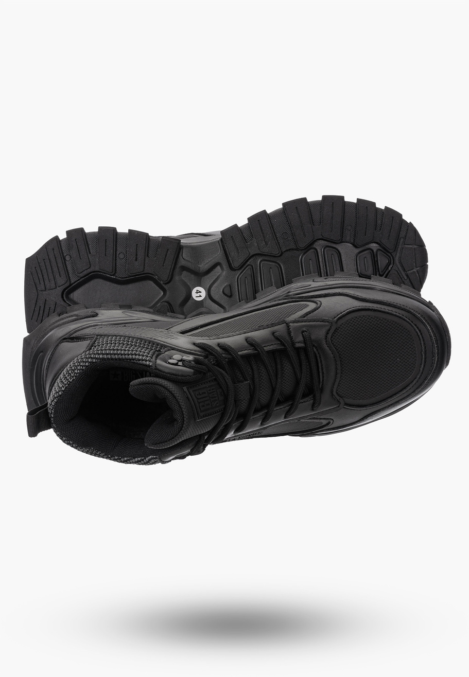 Buty Męskie BIG STAR Trzewiki Skórzane Ocieplane Czarne OO174506