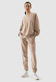 Spodnie Damskie 4F Joggery Dresowe Dresy Sportowe Beżowe 4FWSS24TTROF665