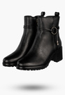 Botki Damskie Buty Na Obcasie Eleganckie Ocieplane Na Zimę Czarne Potocki 25-12527BK