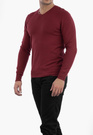 Sweter Męski Elegancki Klasyczny w serek Bordowy S2005