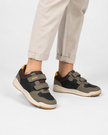 Sneakersy Chłopięce Buty Sportowe Skórzana Wkładka Na Rzepy Khaki